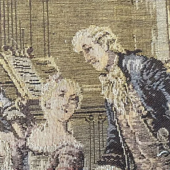 Antique French Woven Tapestry Wall Hanging Victorian Salon Party 34” X 18.5” - Picture 10 of 16